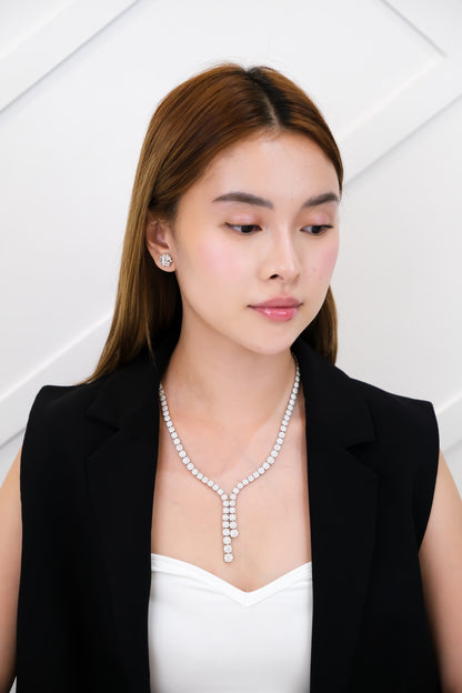 Diamond Drop Illusion Tennis Necklace