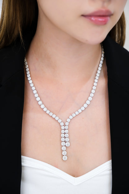 Diamond Drop Illusion Tennis Necklace