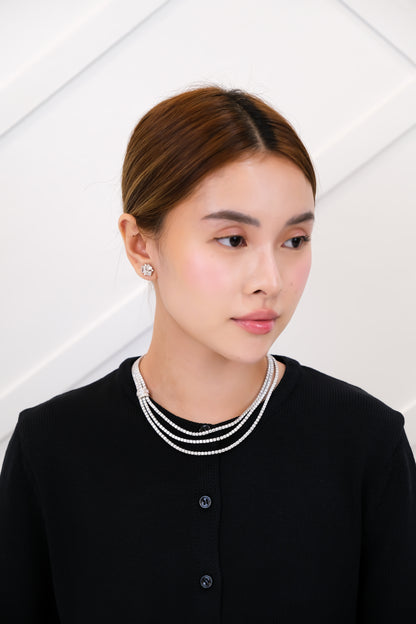 Triple Layer Diamond Tennis Necklace
