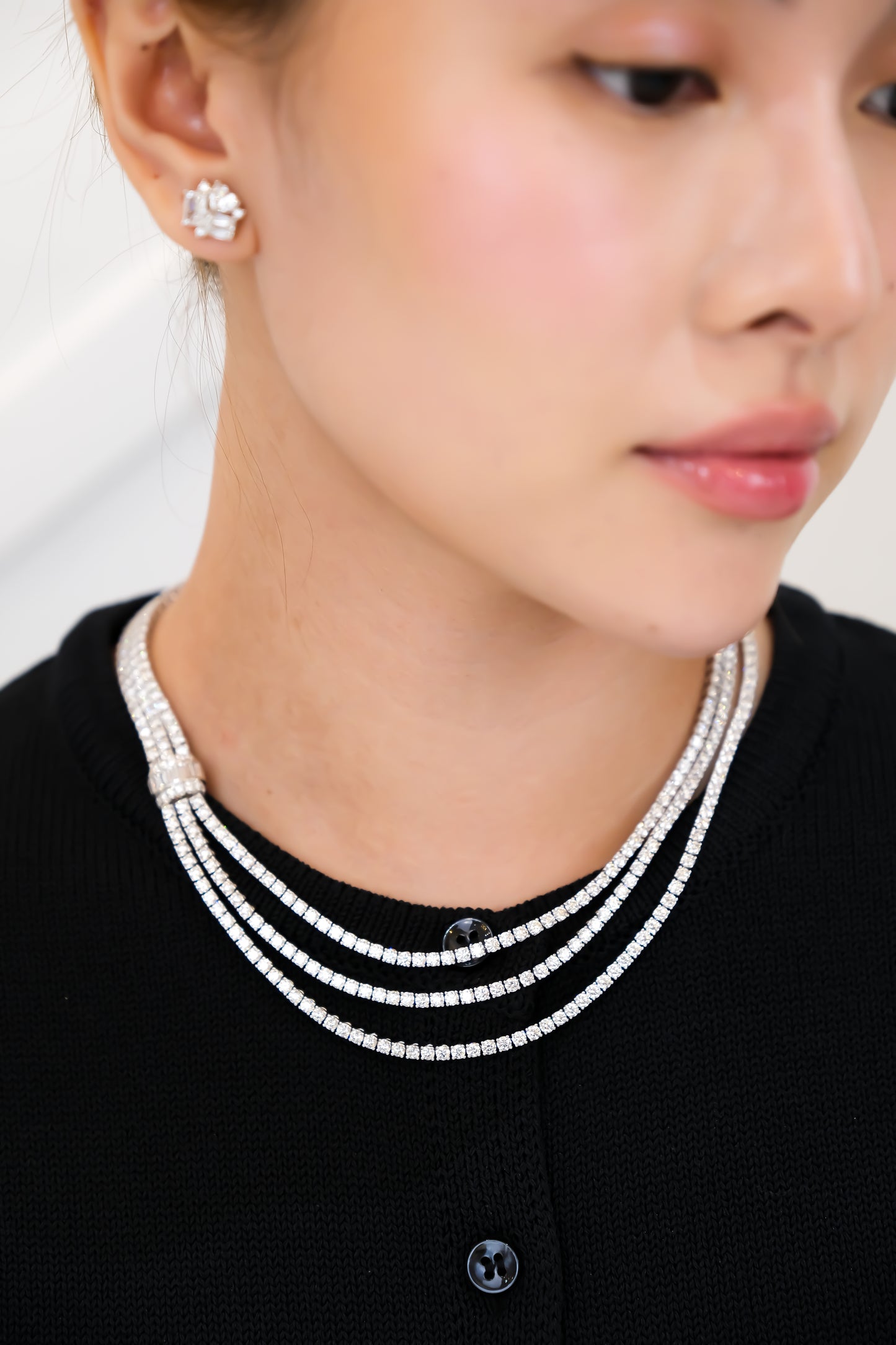 Triple Layer Diamond Tennis Necklace