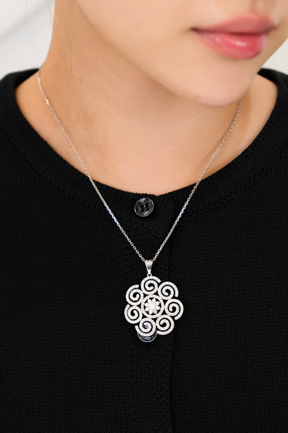 Flower Diamond Pendant w/ Chain