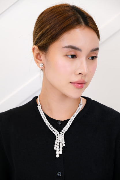 Diamond Drop Illusion Tennis Necklace