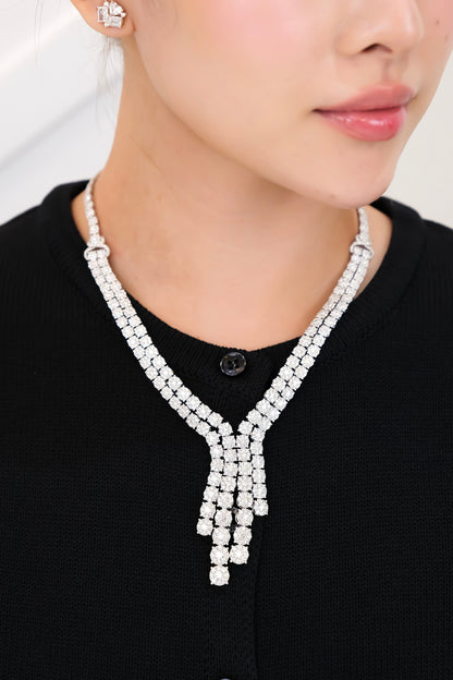 Diamond Drop Illusion Tennis Necklace