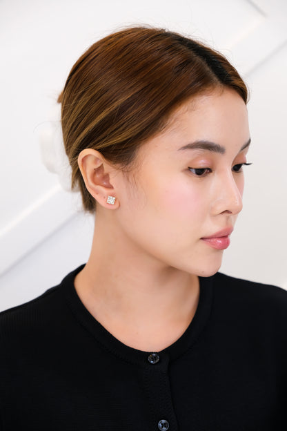 Princess Cut Diamond Earrings w/ GIA