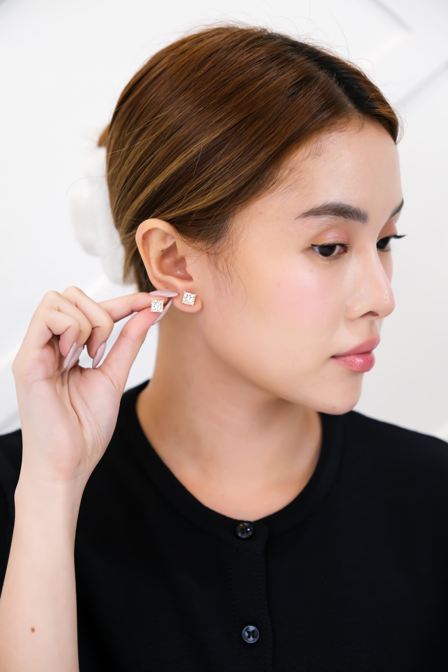 Princess Cut Diamond Earrings w/ GIA