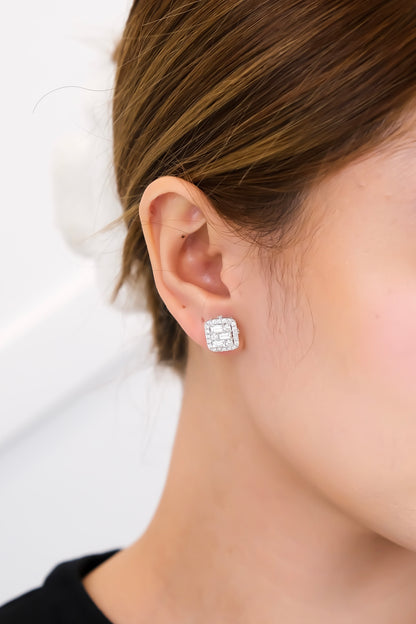 Emerald Illusion Diamond Earrings