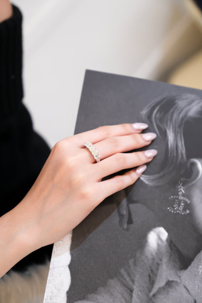 Half Eternity Emerald Cut Diamond Ring